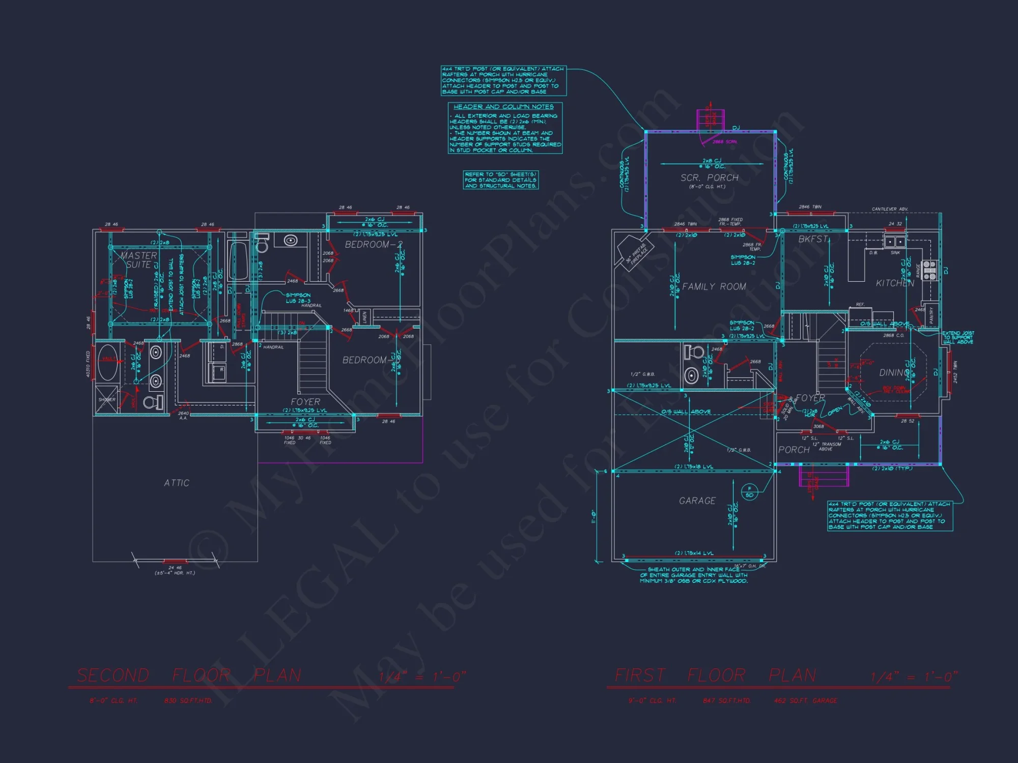 2-Story house Plan with 3 Bedrooms, CAD Designs & Blueprint