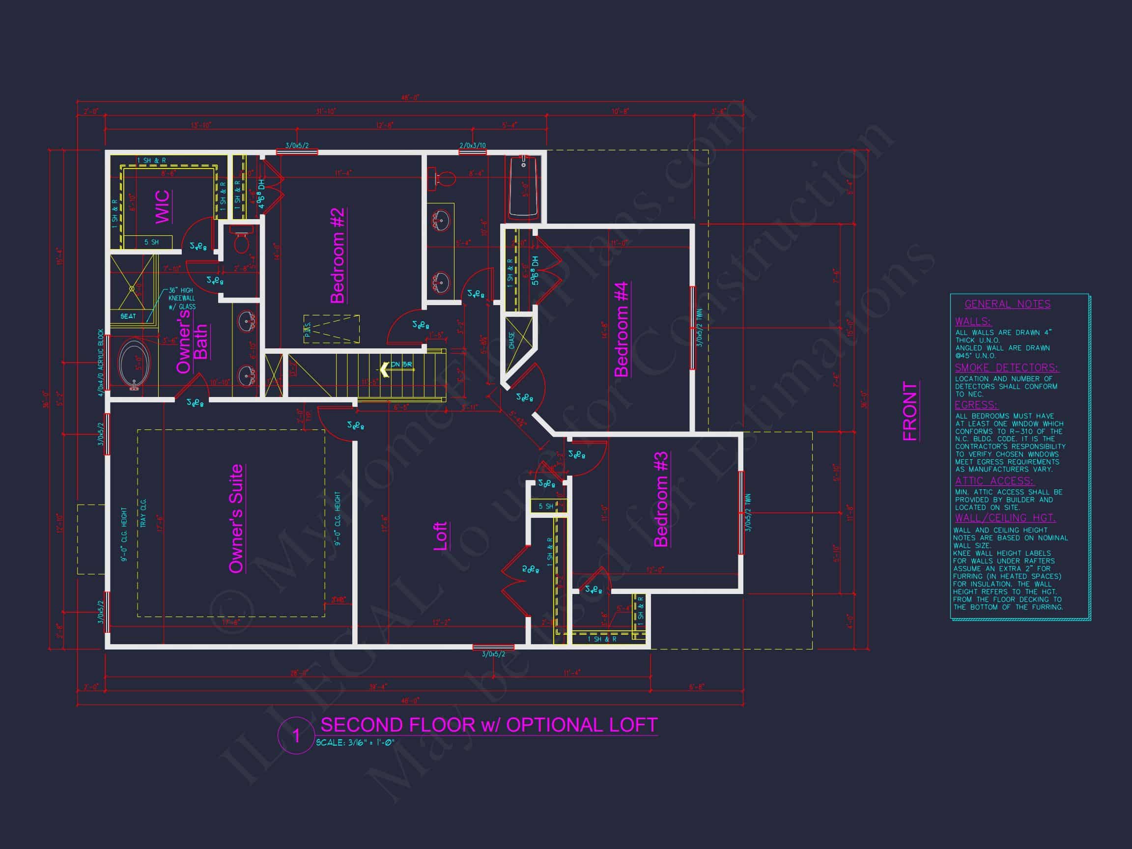 2 Story Traditional house Plan with 4 Bedrooms and Open Floor Plan