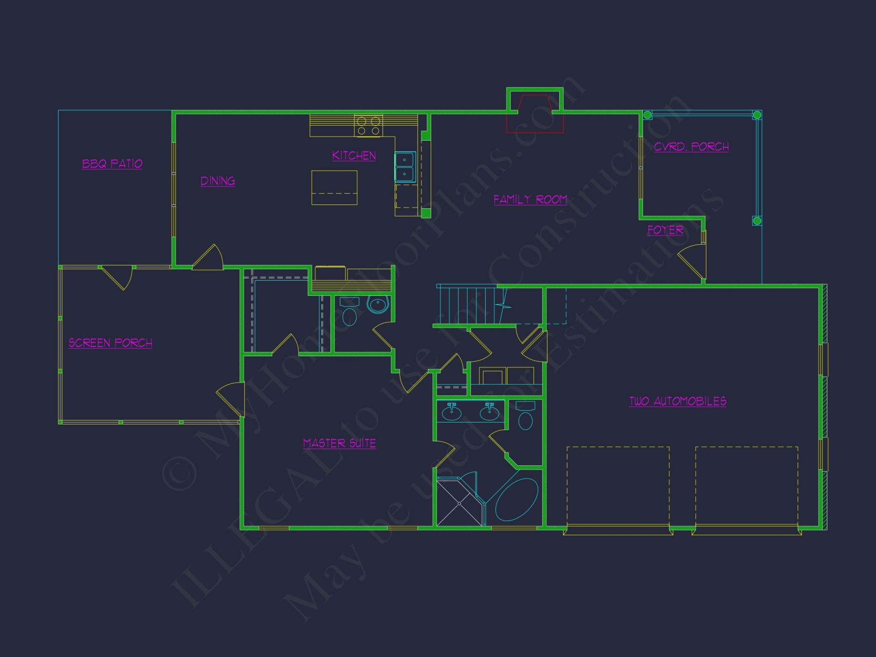 2 Story, 4 Bed, 3 Bath house Plan w/Garage