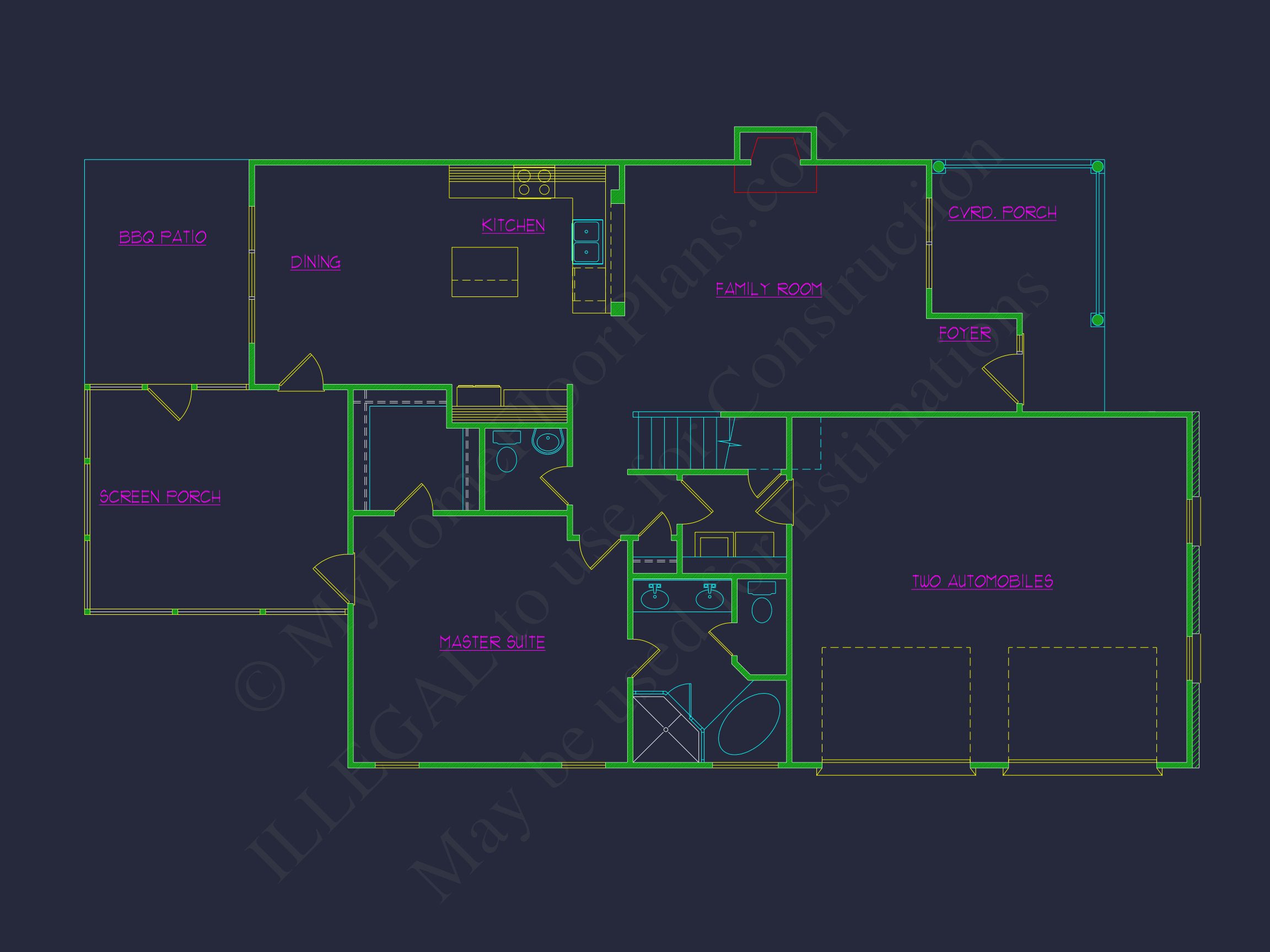 2 Story,4 Bed,3 Bath house Plan w/Garage