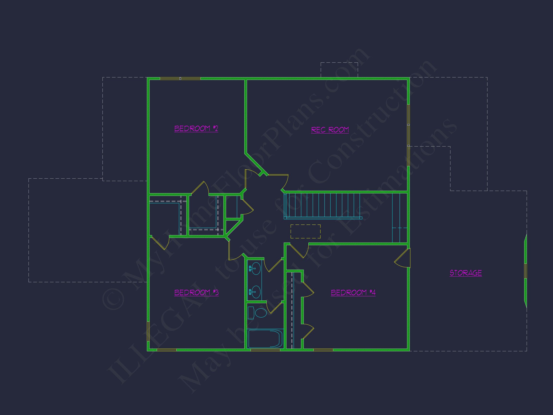 2 Story,4 Bed,3 Bath house Plan w/Garage
