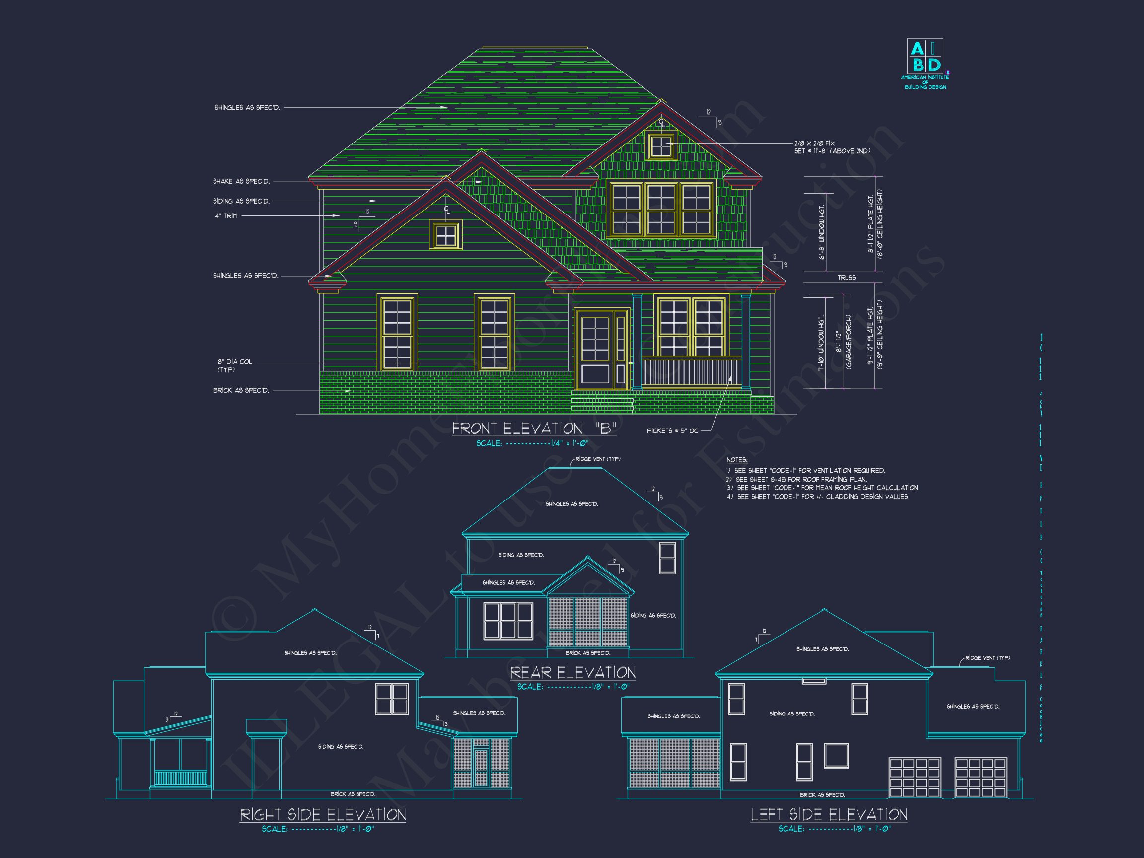 2 Story,4 Bed,3 Bath house Plan w/Garage