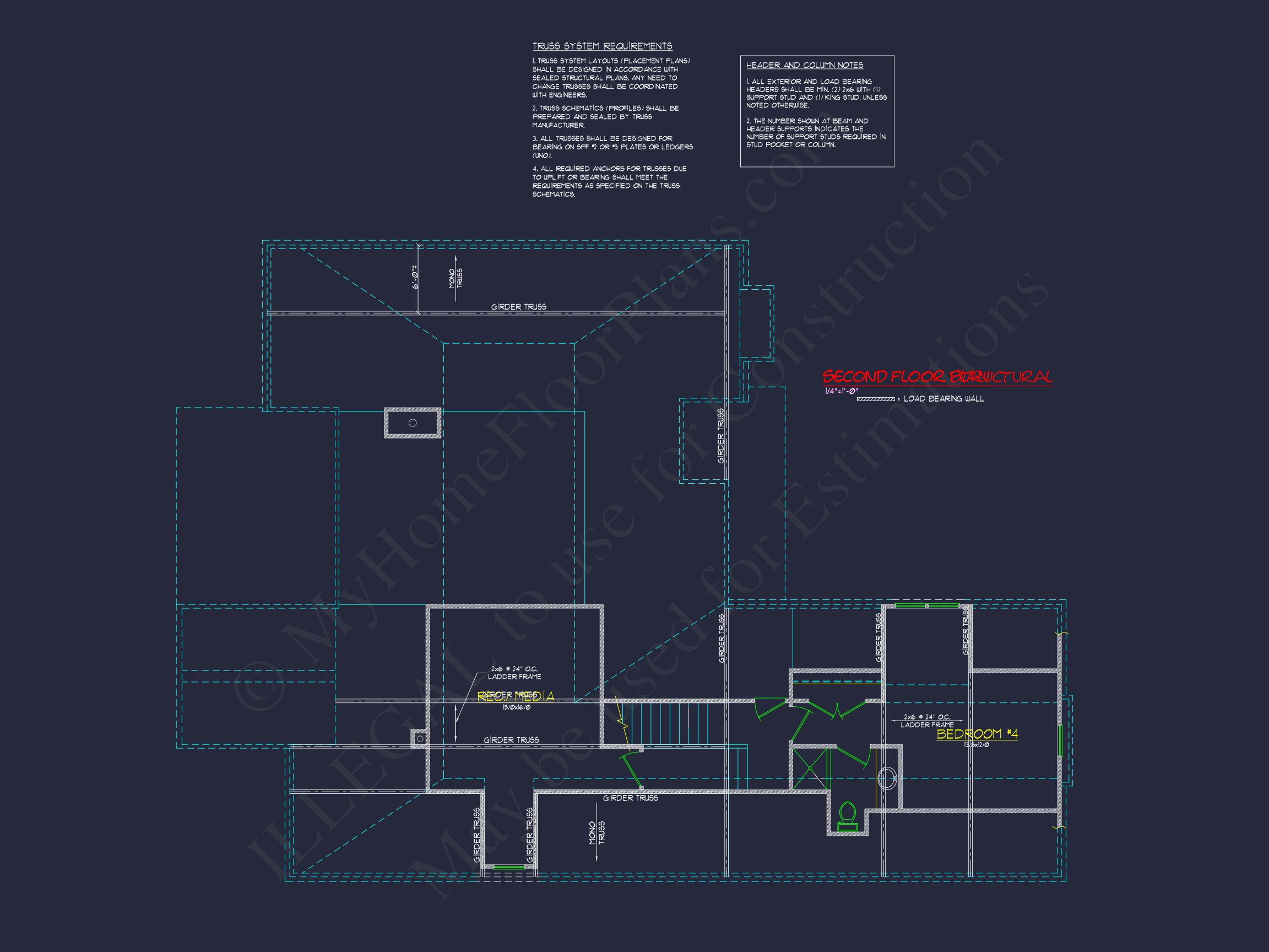 2-Story,5-Bed Traditional house Floor Plan & Blueprint