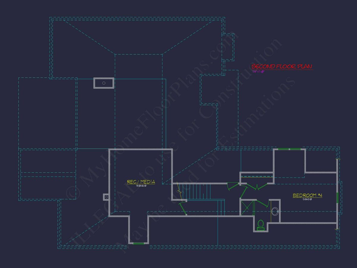 2-Story, 5-Bed Traditional house Floor Plan & Blueprint