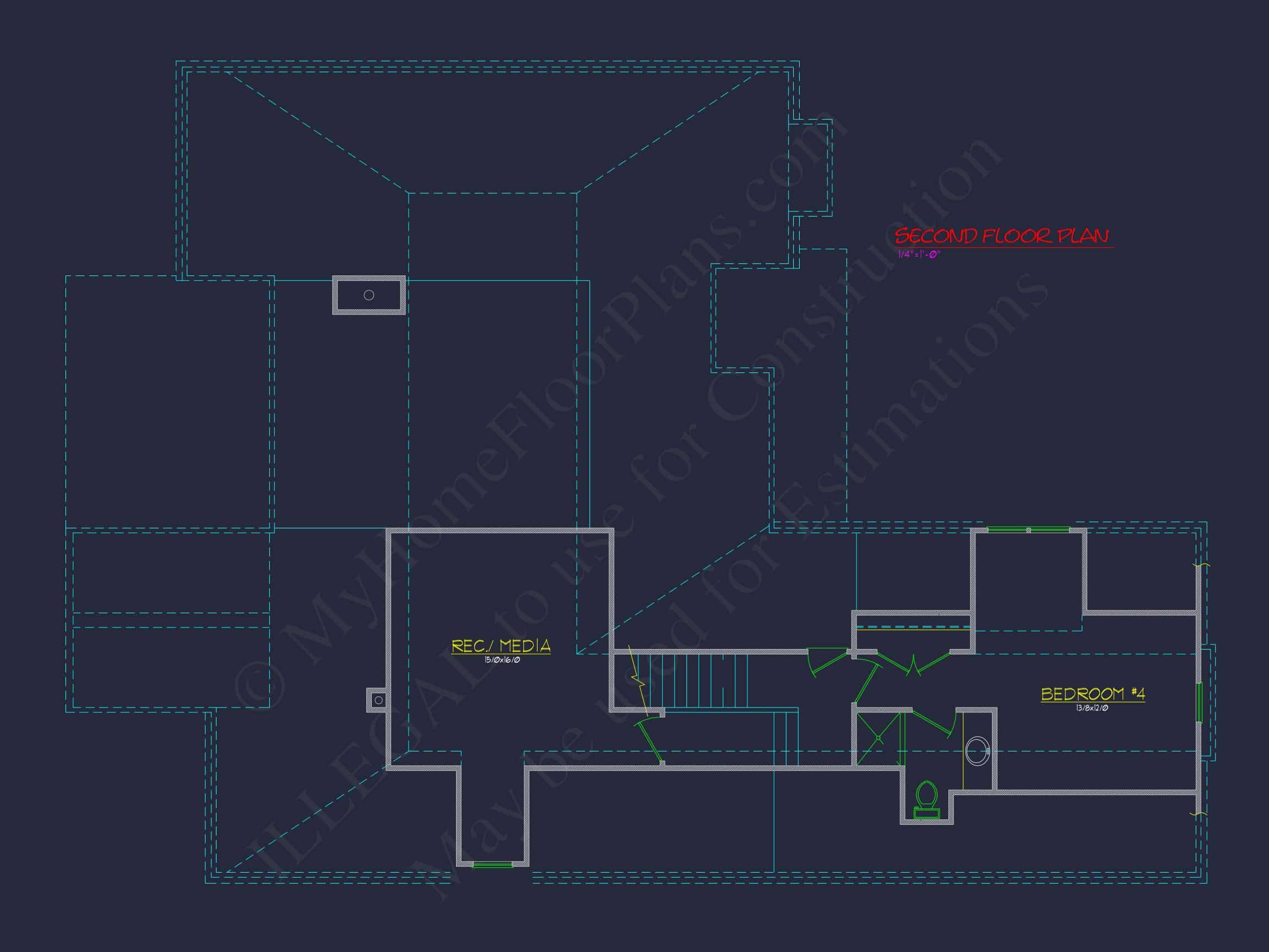 2-Story,5-Bed Traditional house Floor Plan & Blueprint