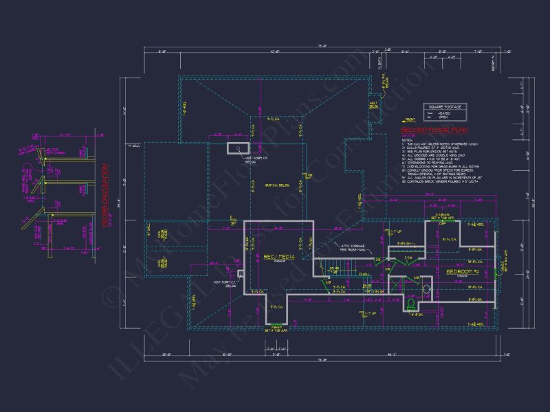 2-Story, 5-Bed Traditional house Floor Plan & Blueprint