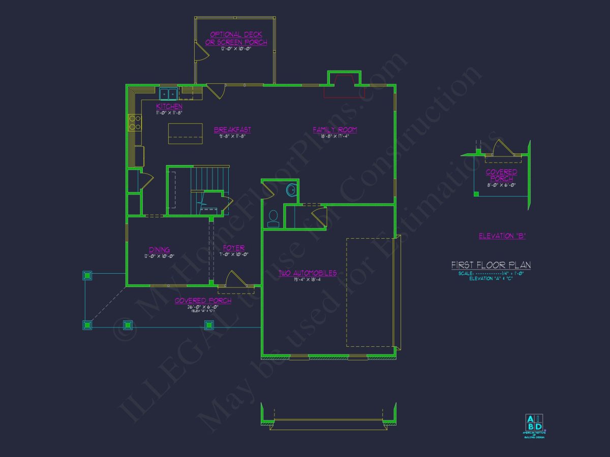 2280 Sq Ft 4-Bedroom 2-Story Traditional house Plan & Blueprint Designs