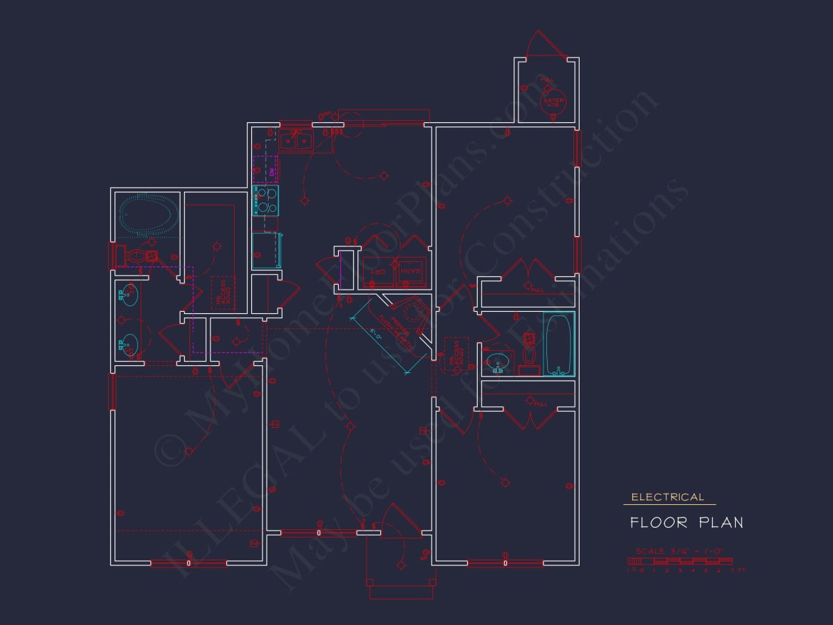 3 Bedroom house Floor Plan with Walk-In Closet and Patio