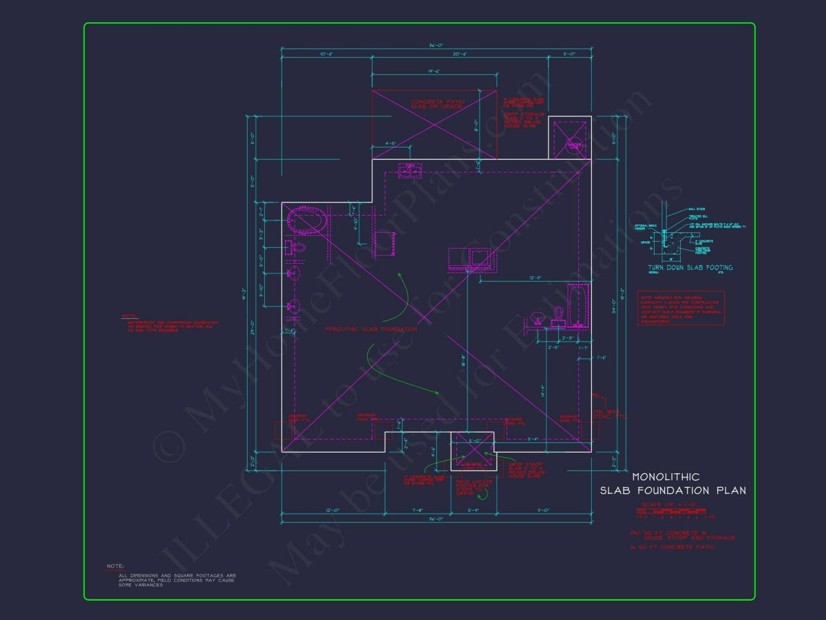3 Bedroom house Floor Plan with Walk-In Closet and Patio
