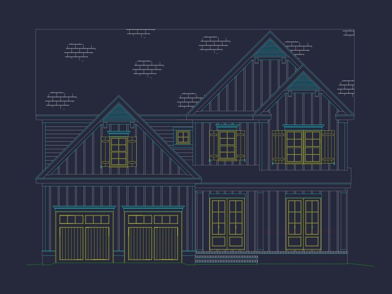 3-Bedroom house Plan with Traditional Design and CAD Blueprint