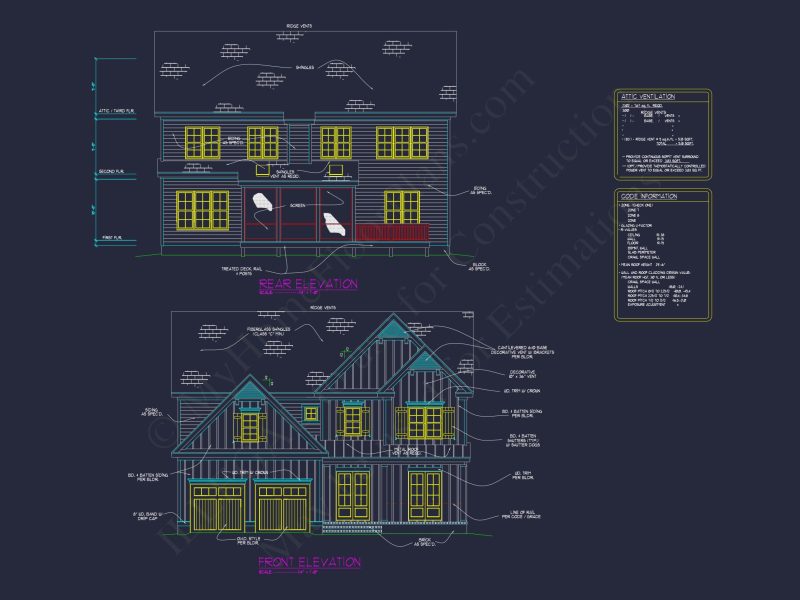 3-Bedroom house Plan with Traditional Design and CAD Blueprint