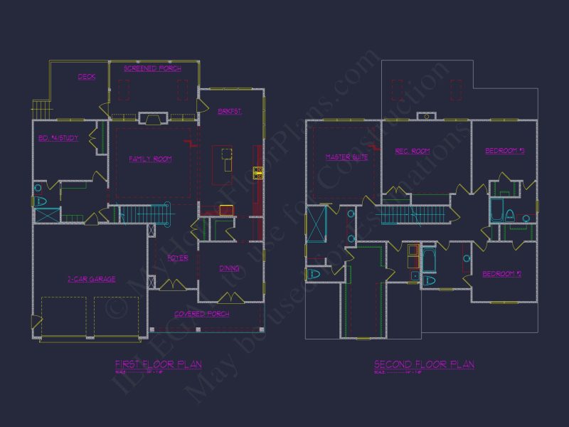 3-Bedroom house Plan with Traditional Design and CAD Blueprint