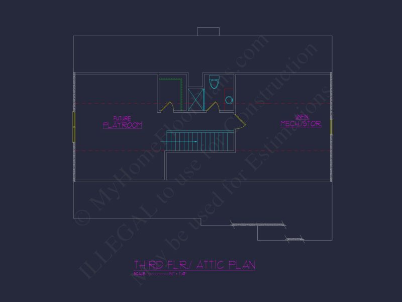 3-Bedroom house Plan with Traditional Design and CAD Blueprint