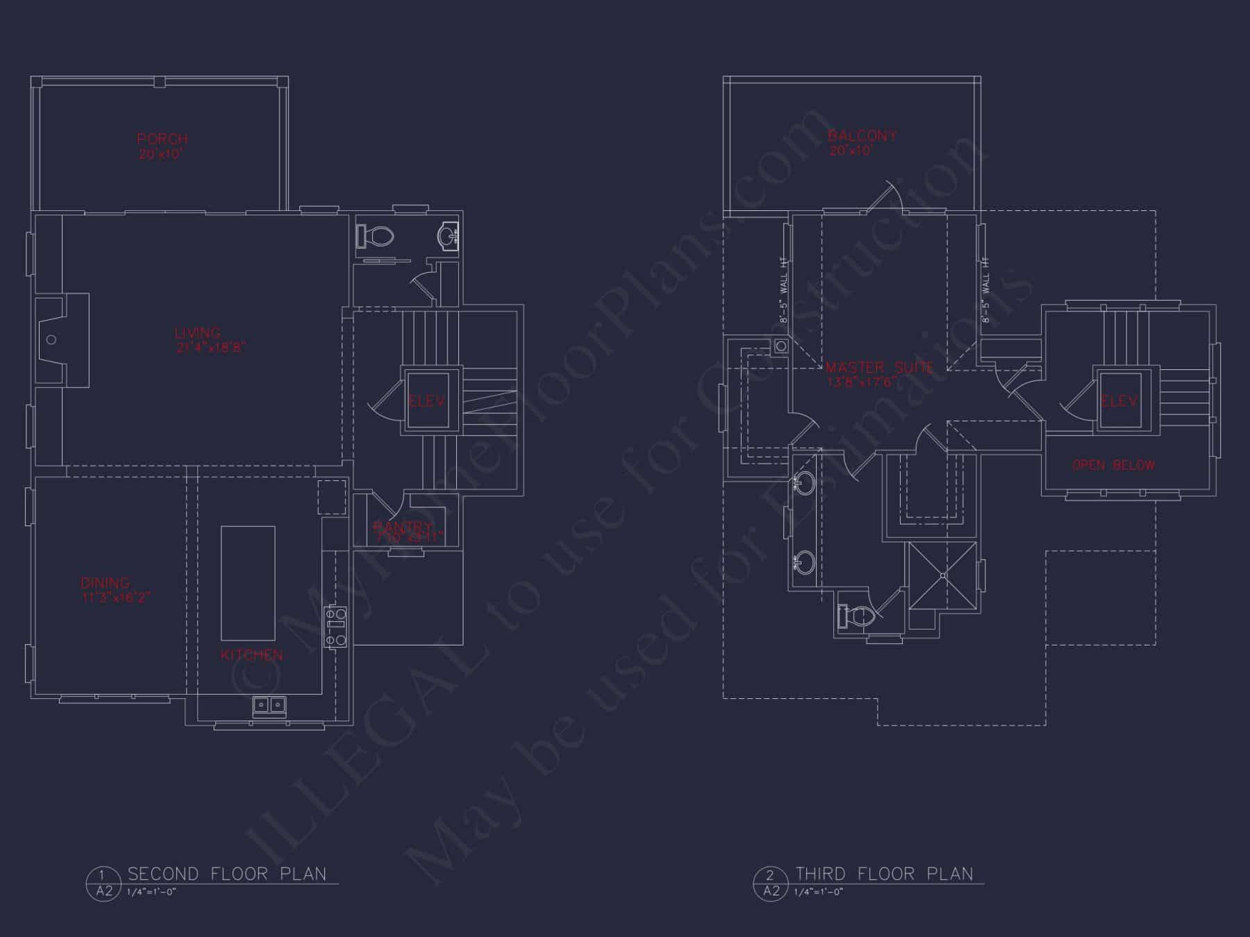 3-Story Beach House: 3-Bed, 3-Bath, CAD Blueprint, 36'x28'