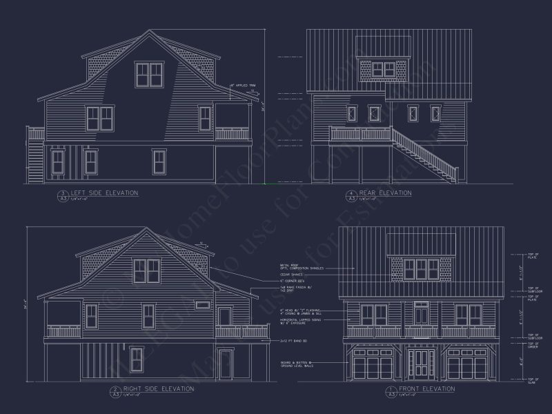 3-Story Craftsman house Plan: Floor Designs & Blueprints
