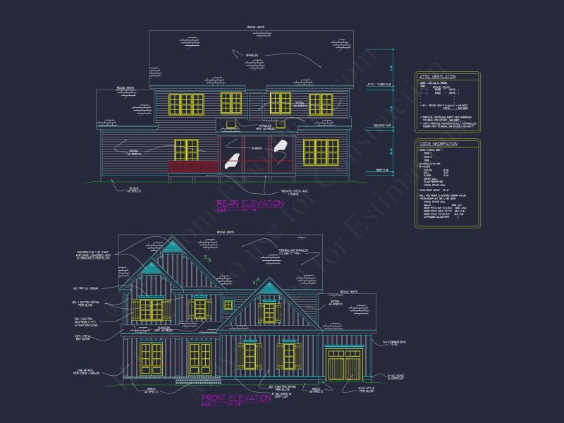 3-Story house Plan with 5 Bedrooms, CAD Blueprints & Designs