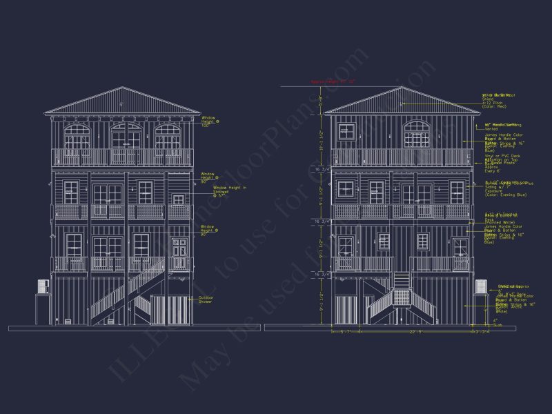 3-Story house Plan with CAD Designs & Vaulted Ceilings