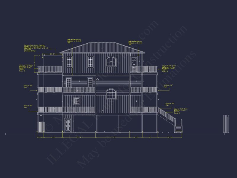 3-Story house Plan with CAD Designs & Vaulted Ceilings