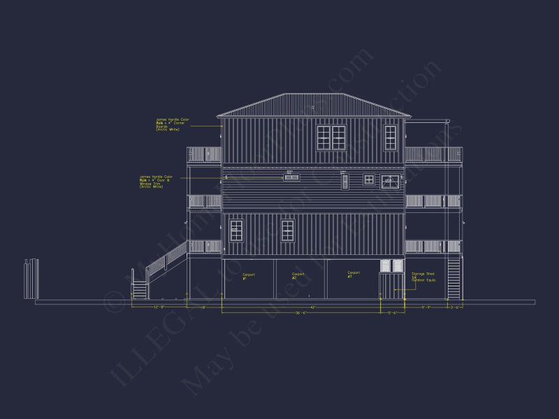 3-Story house Plan with CAD Designs & Vaulted Ceilings