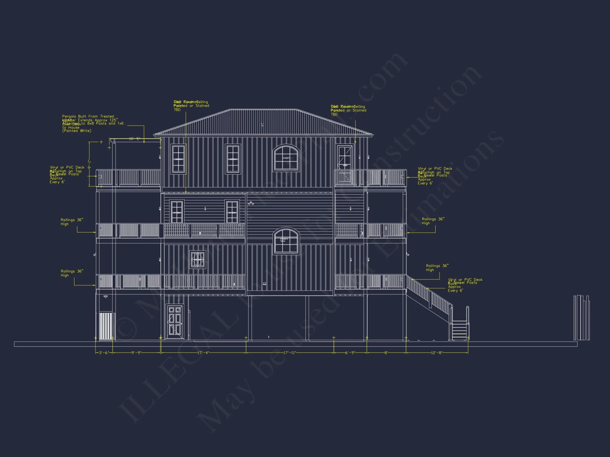 3-Story house Plan with CAD Designs & Vaulted Ceilings