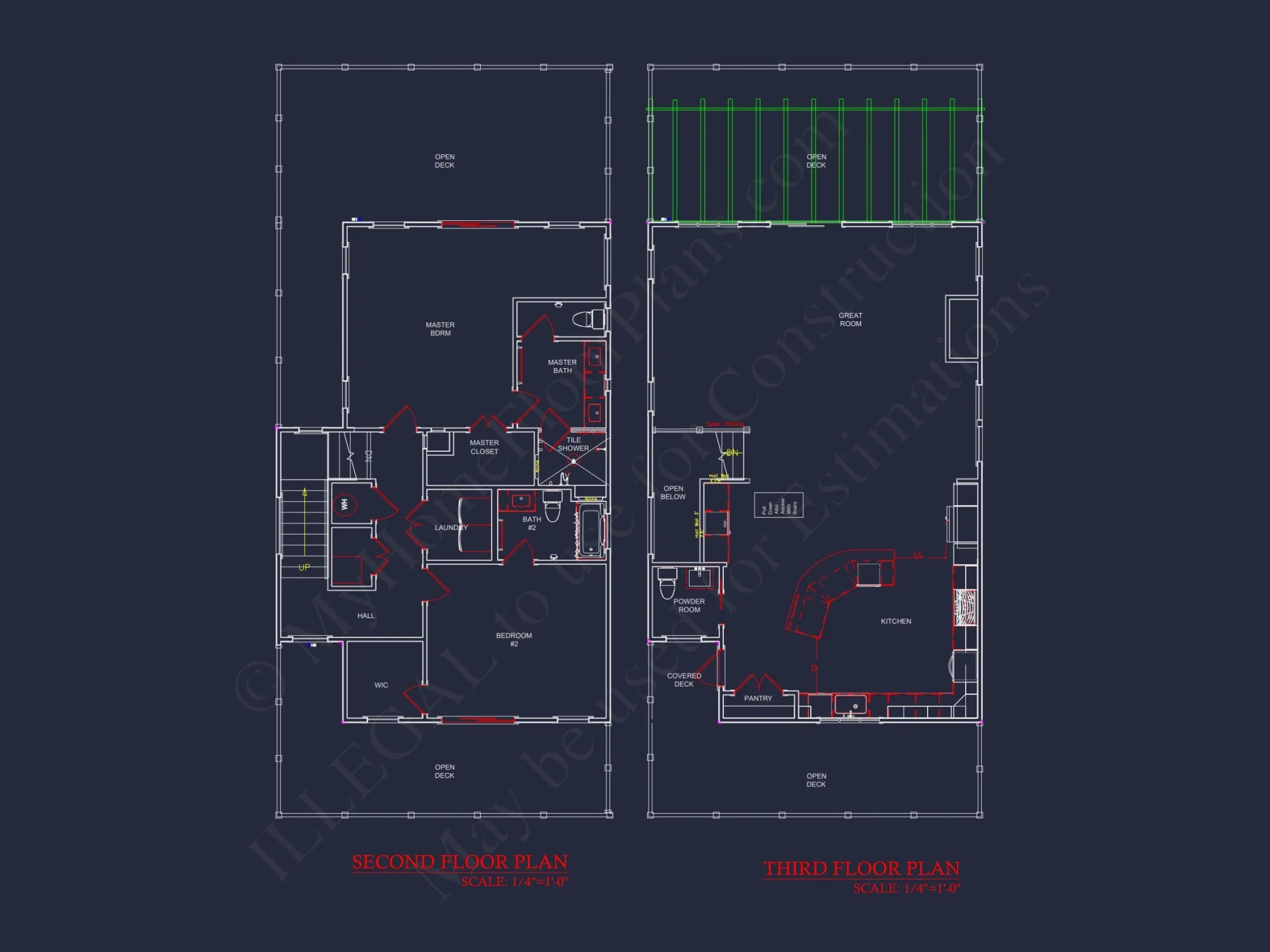 3-Story house Plan with CAD Designs & Vaulted Ceilings