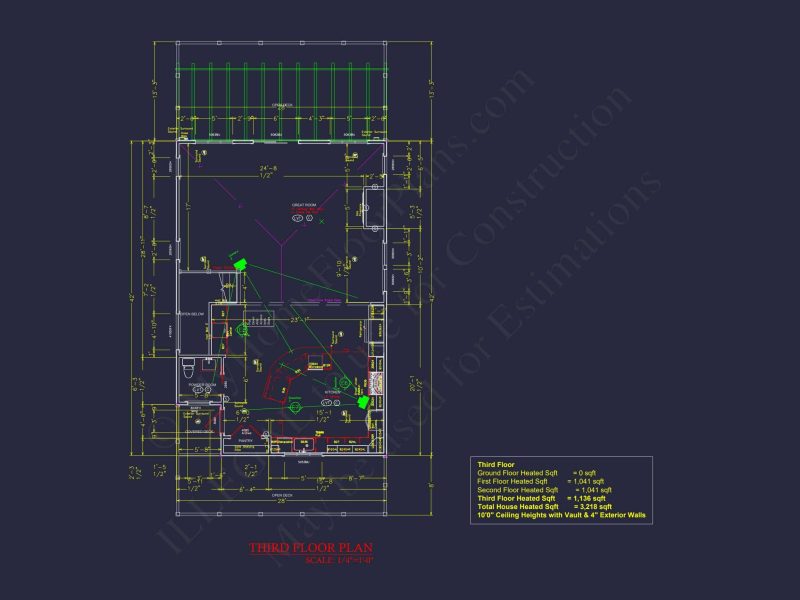 3-Story house Plan with CAD Designs & Vaulted Ceilings