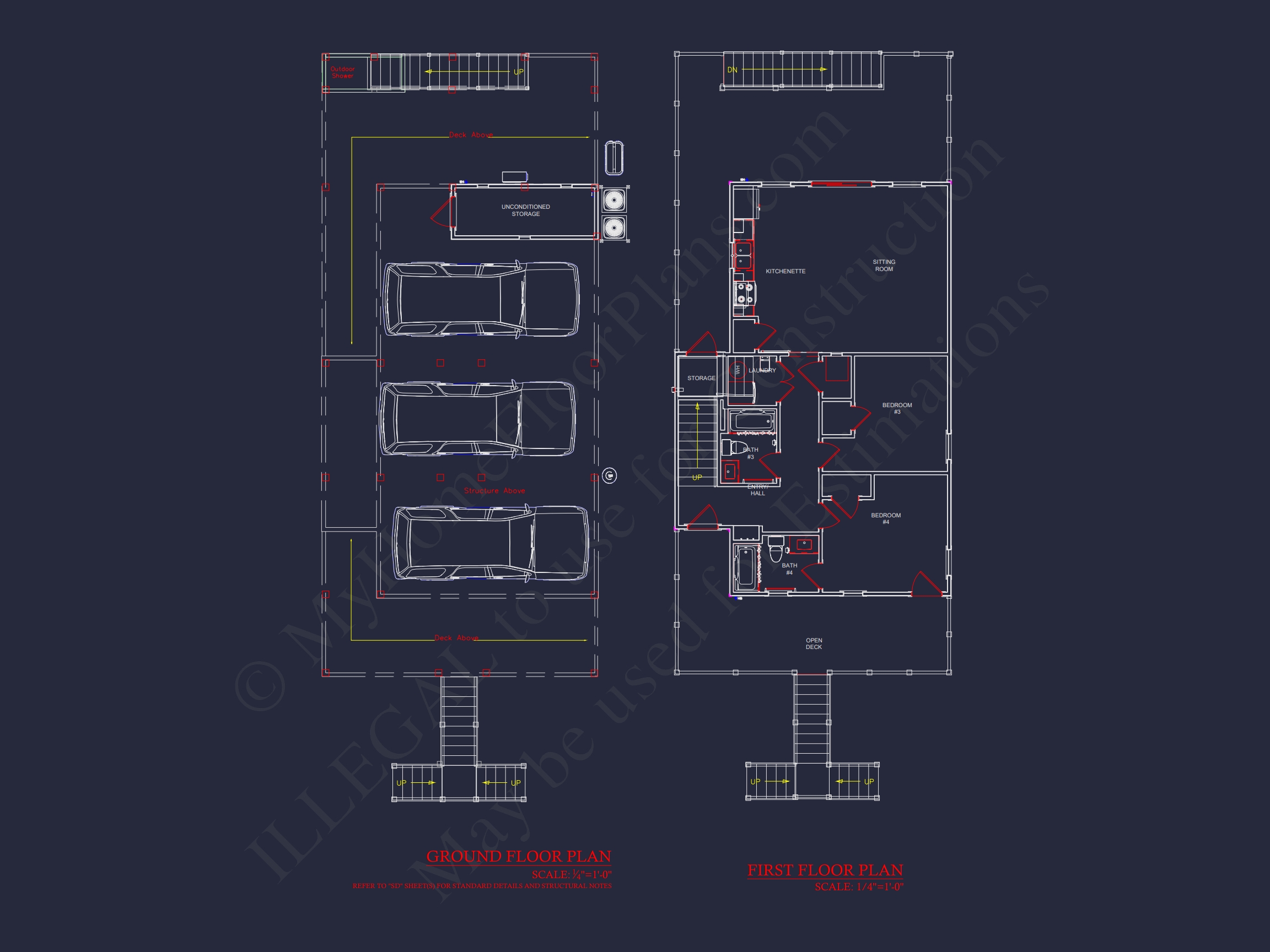 3-Story Home Plan with CAD Designs & Vaulted Ceilings