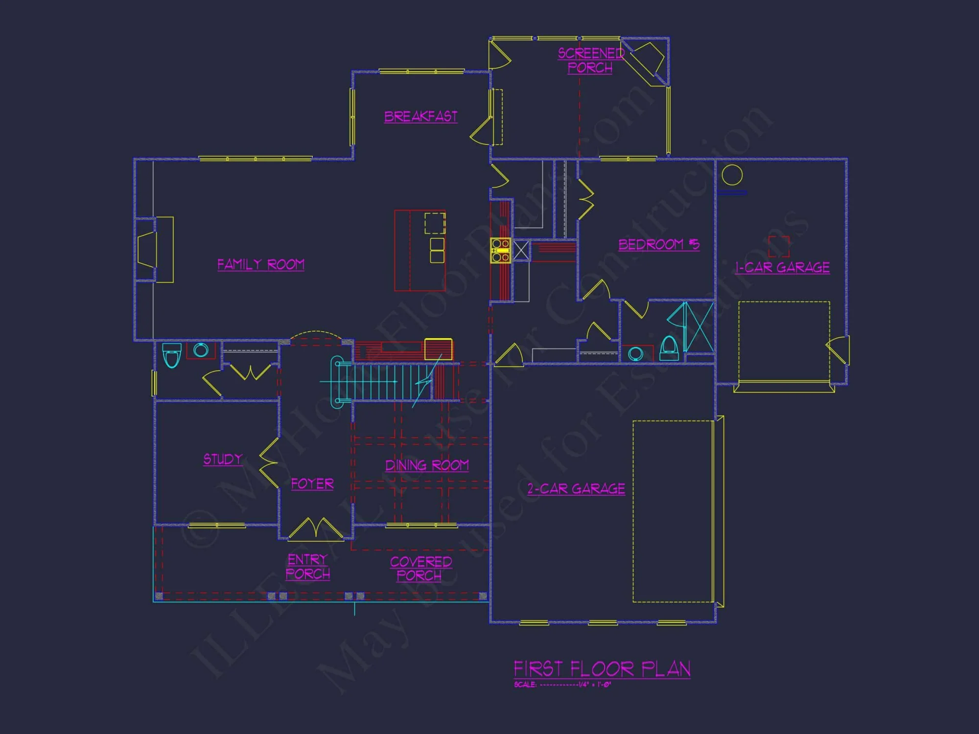 3-Story house Plan with Spacious Garage and Open Floor Plan