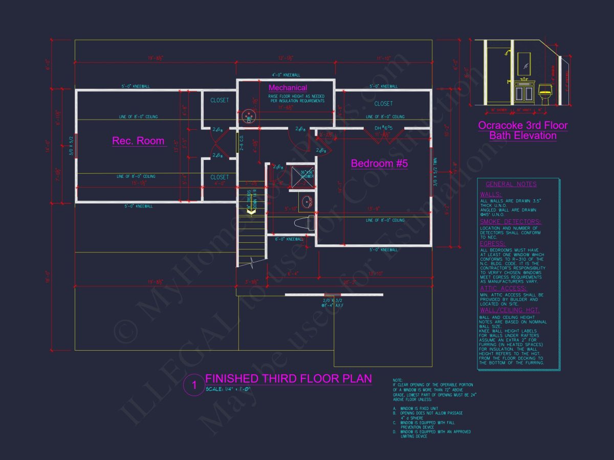 3-Story Modern Craftsman house Floor Plan and Blueprint Design