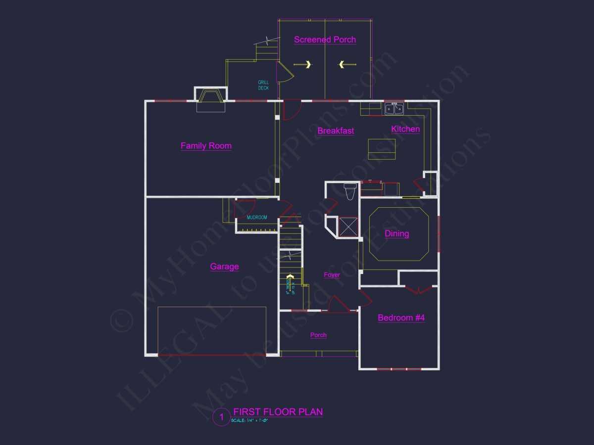 3-Story Modern Craftsman house Floor Plan and Blueprint Design