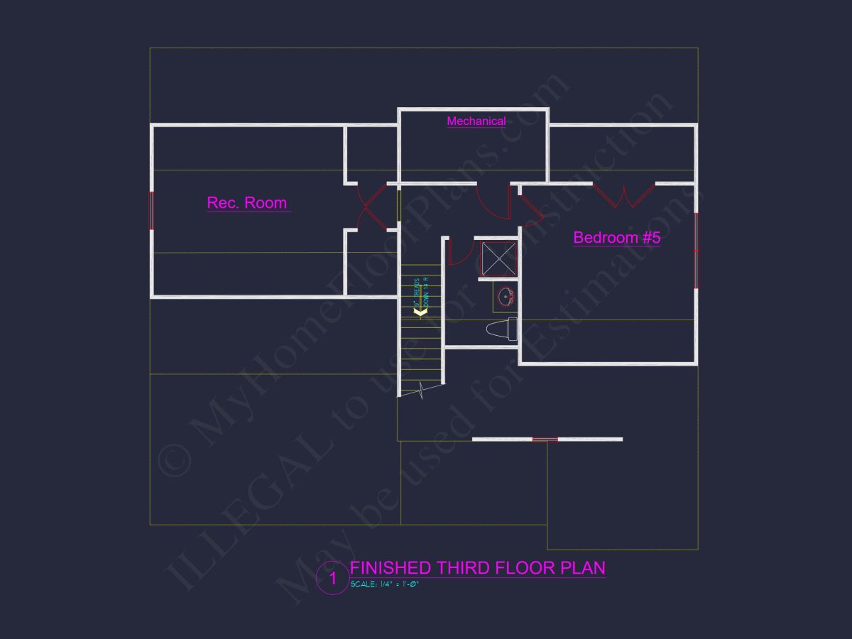 3-Story Modern Craftsman house Floor Plan and Blueprint Design