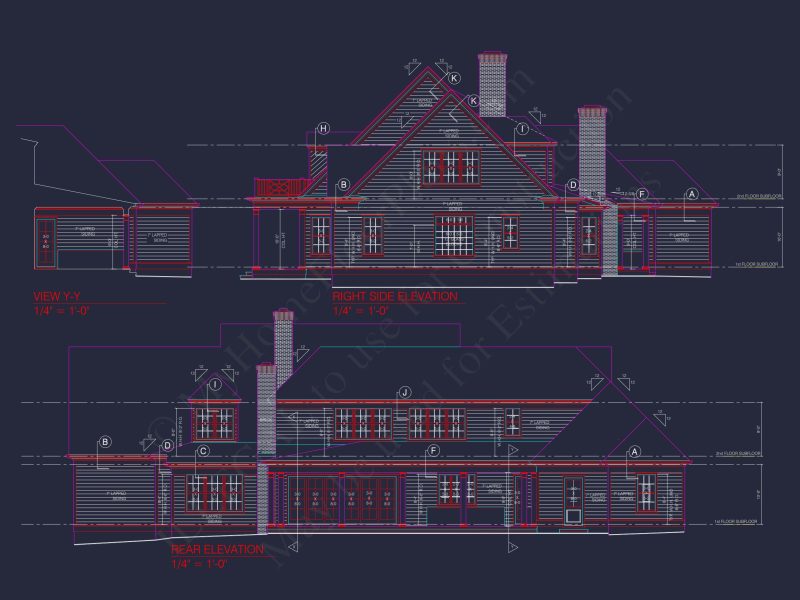 3-car garage house plan with floor plans and CAD blueprint designs