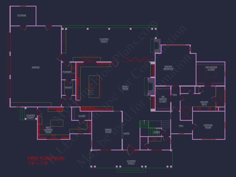 3-car garage house plan with floor plans and CAD blueprint designs