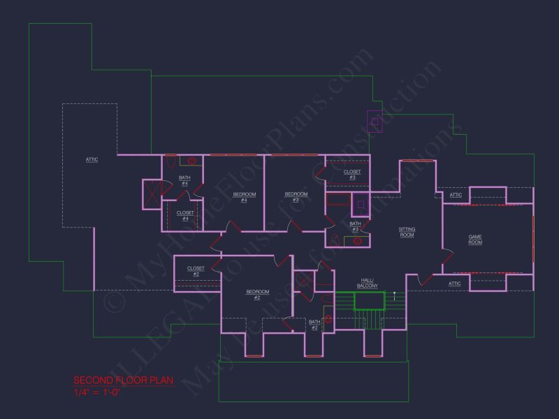 3-car garage house plan with floor plans and CAD blueprint designs