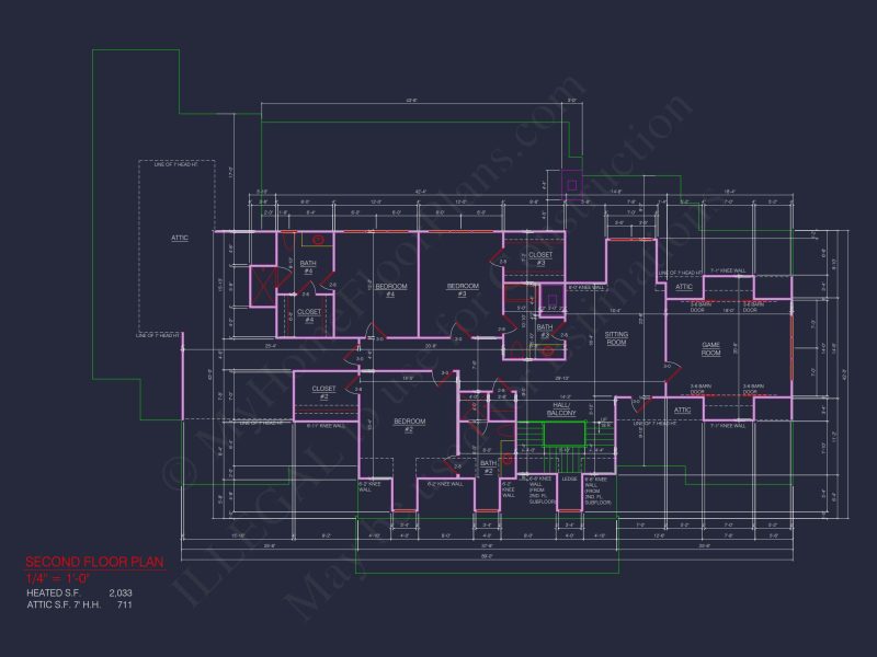 3-car garage house plan with floor plans and CAD blueprint designs