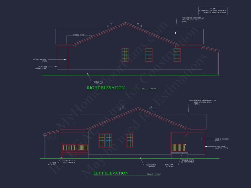 34' WIDE SINGLE STORY house FLOOR PLAN CAD BLUEPRINTS