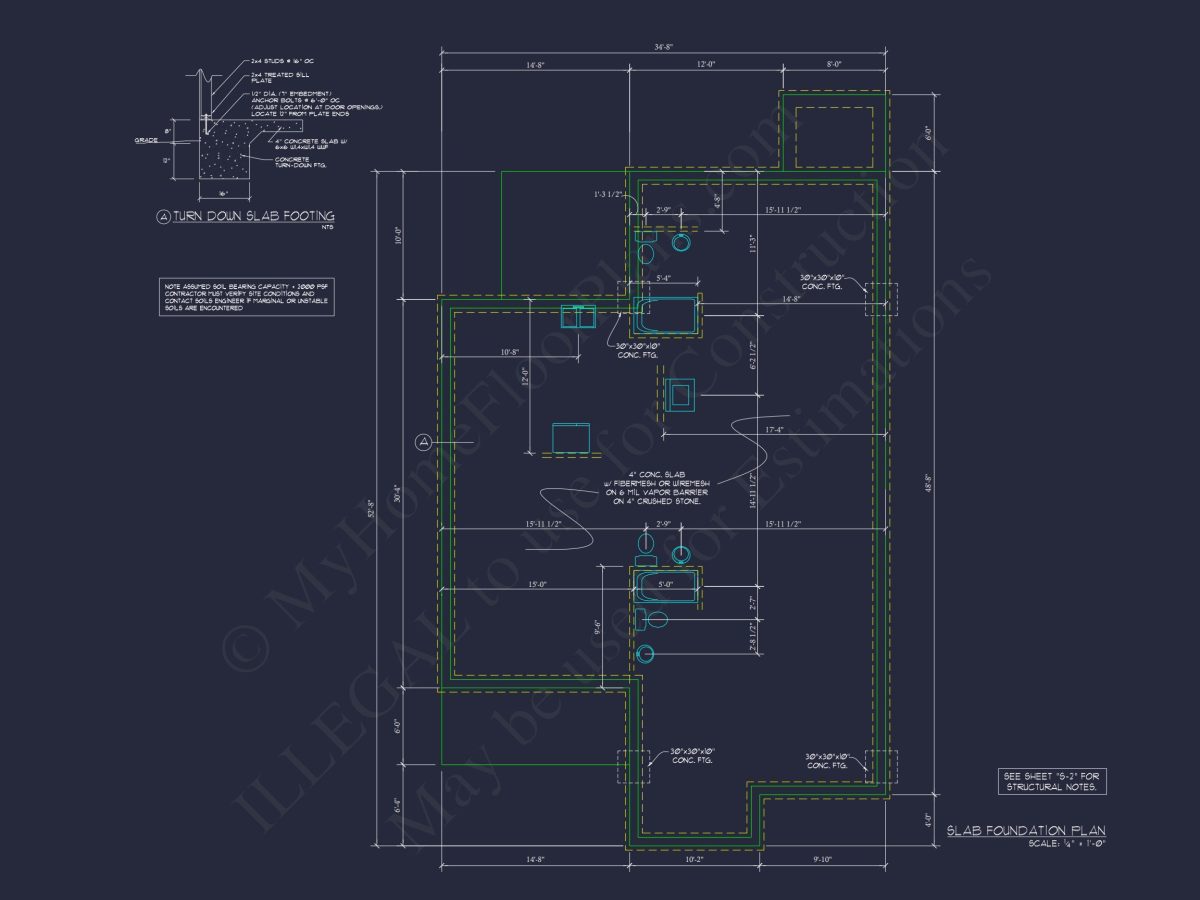 34' WIDE SINGLE STORY house FLOOR PLAN CAD BLUEPRINTS