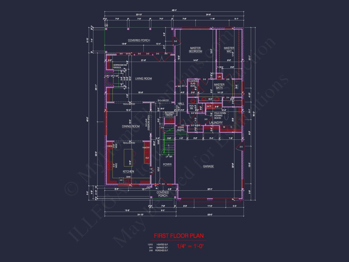 4-Bed, 3-Bath 2-Story house Plan: CAD Blueprint & Floor Plan