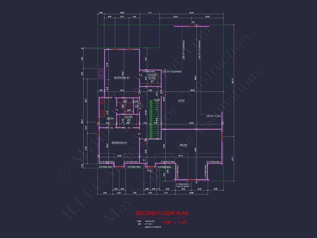 4-Bed, 3-Bath 2-Story house Plan: CAD Blueprint & Floor Plan