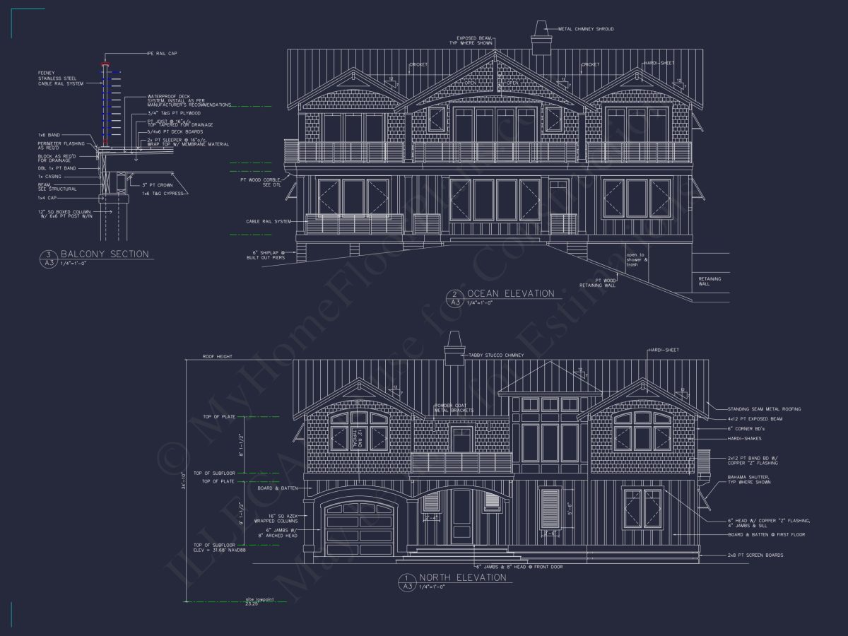 4-Bedroom Coastal house Plan with 2 Floors and Open Design