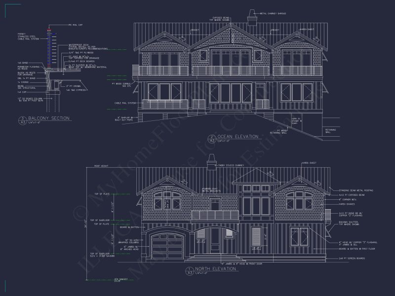 4-Bedroom Coastal house Plan with 2 Floors and Open Design