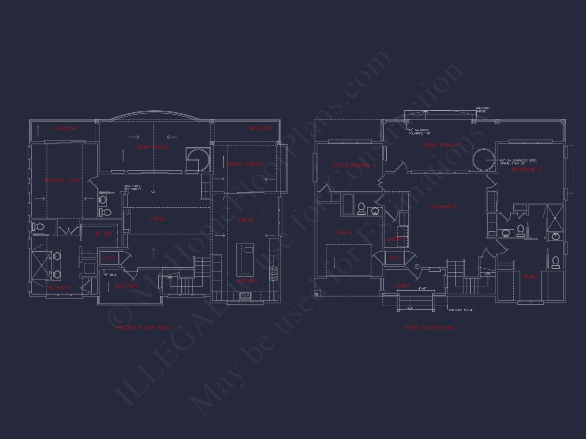 4-Bedroom Coastal house Plan with 2 Floors and Open Design