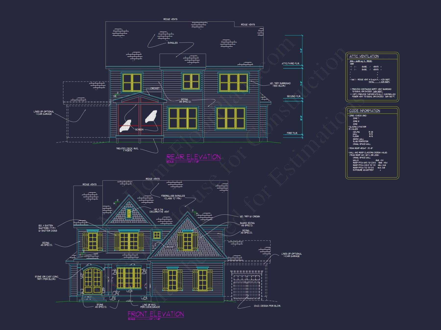 4-Bedroom house Plan with 3 Floors, Blueprint & CAD Designs