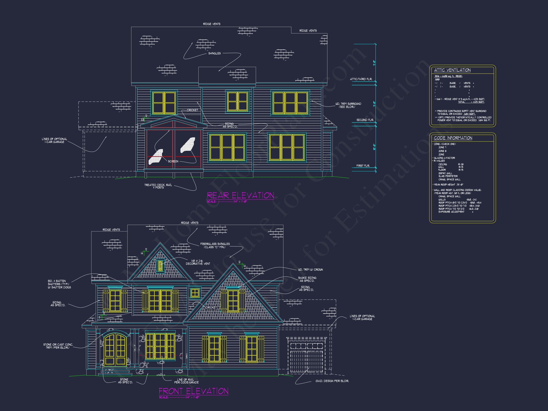 4-Bedroom house Plan with 3 Floors,Blueprint & CAD Designs