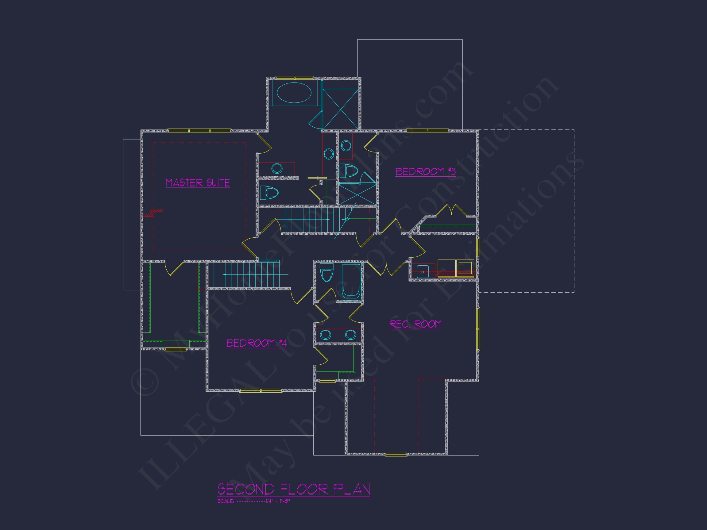 4-Bedroom house Plan with 3 Floors,Blueprint & CAD Designs