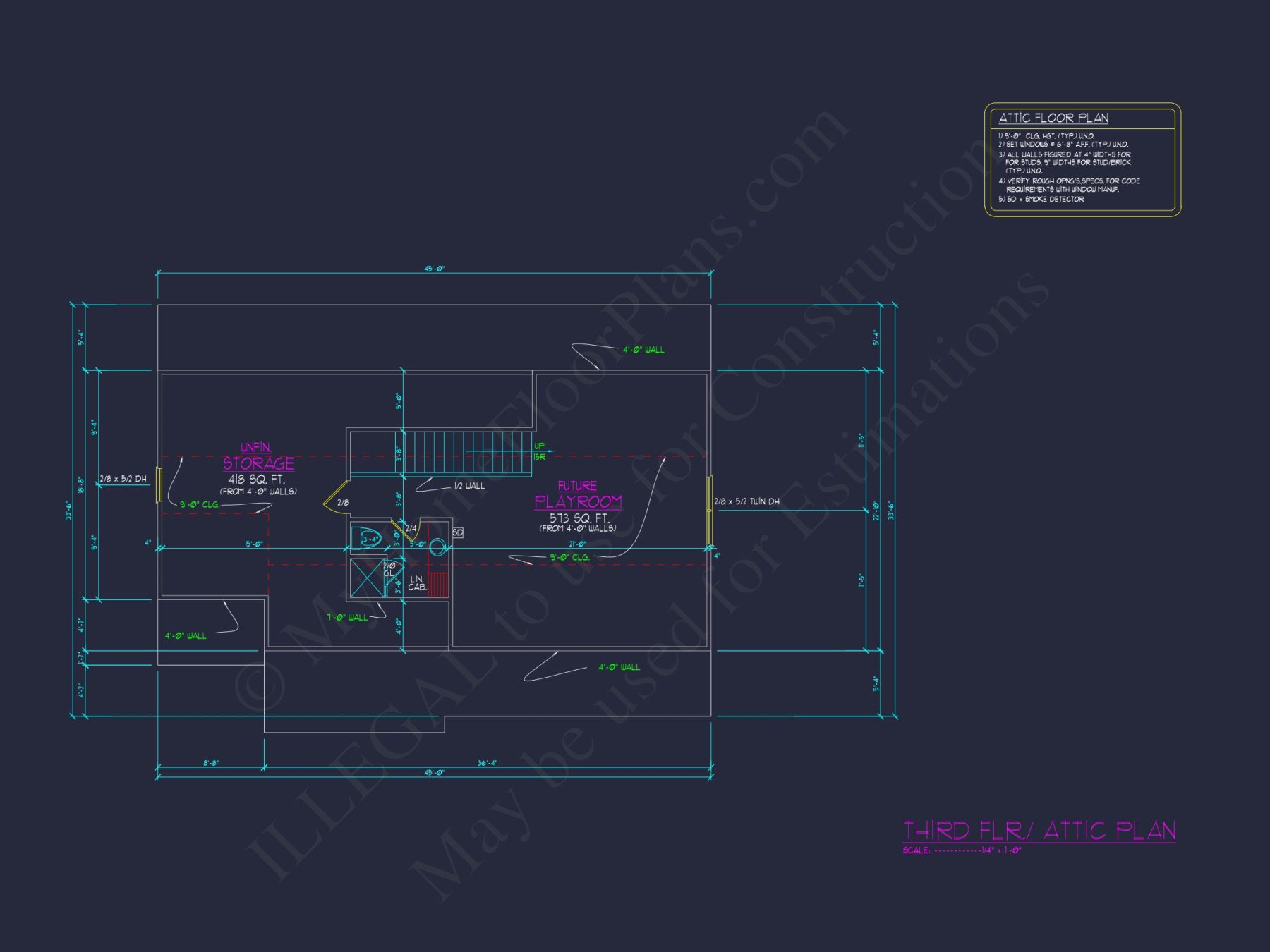 4-Bedroom house Plan with 3 Floors, Blueprint & CAD Designs