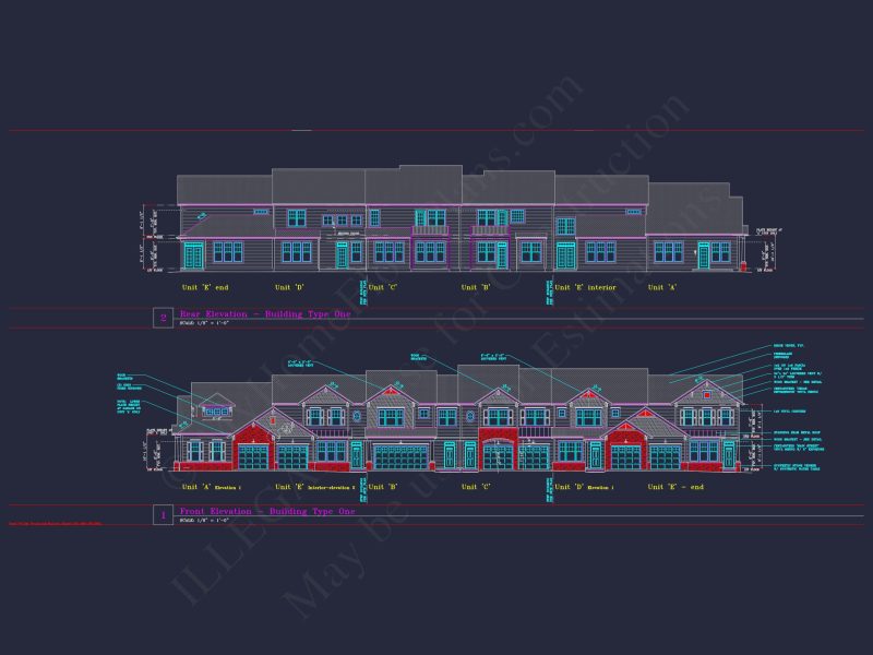 6-Unit Townhome Floor Plan: Detailed CAD Blueprint for Stunning Architecture Designs