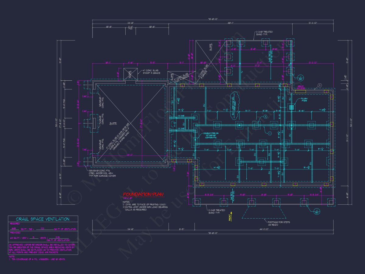 78'-Wide Cape Cod Floor Plan with Great Room and 2 Garage Bays