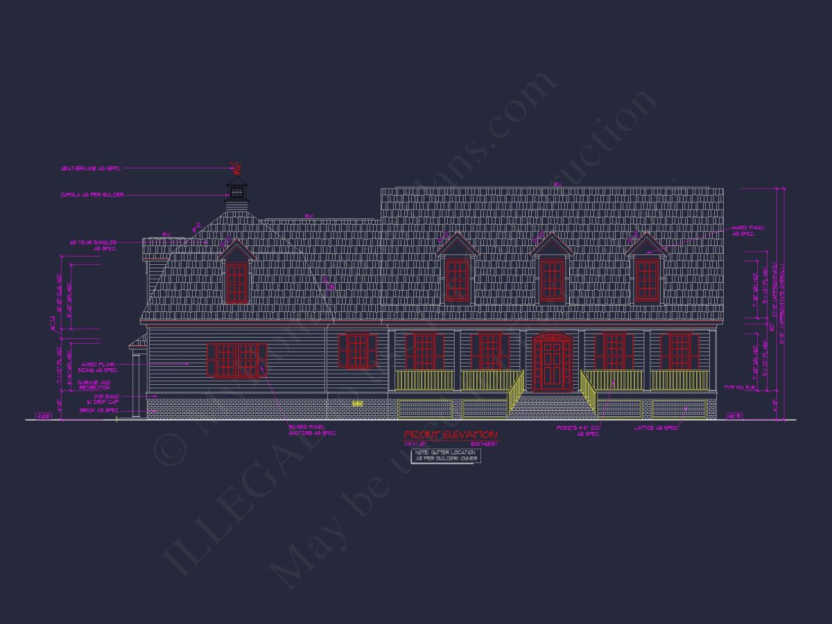 78'-Wide Cape Cod Floor Plan with Great Room and 2 Garage Bays