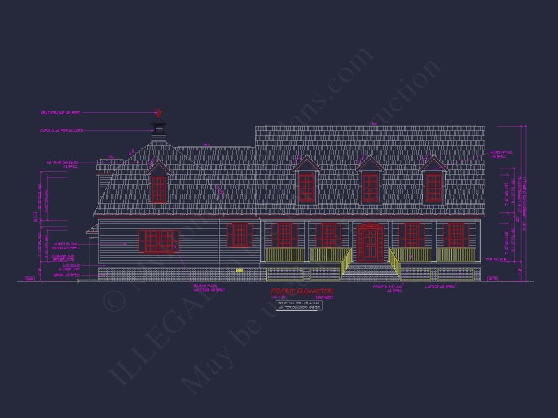 78'-Wide Cape Cod Floor Plan with Great Room and 2 Garage Bays